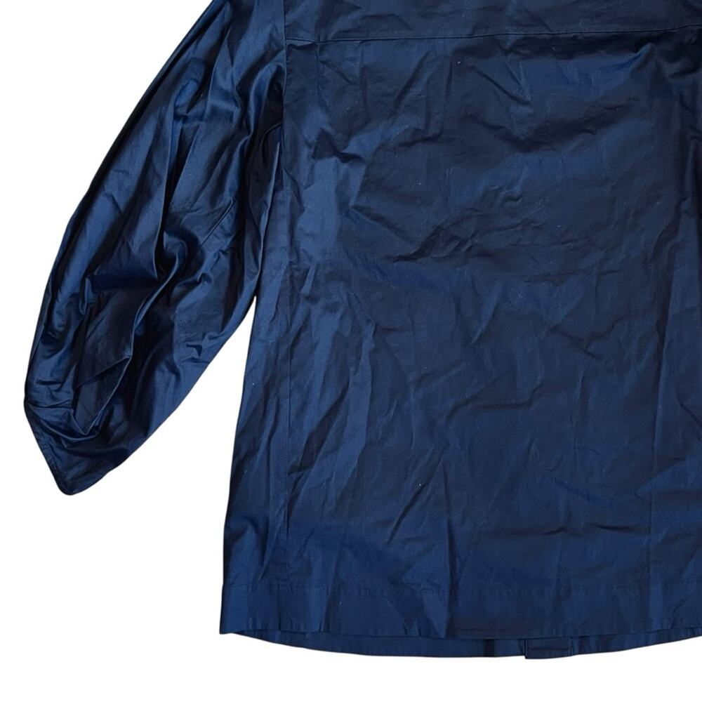 COS Women’s Sz 4 Navy Blue Gathered Puff Sleeve Blouse Stretch Cotton Top - Picture 10 of 15